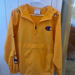 Champion Anorak Windbreaker Half-zip Jacket, Gold, Size S